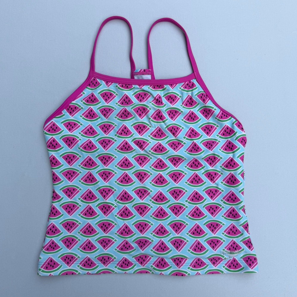Speedo Tankini Set Watermelon Print Pink Blue Sporty Summer Fruitcore Sz 14 - Picture 10 of 15
